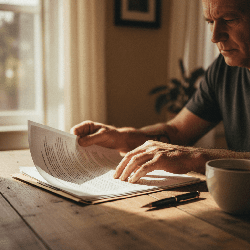 Veteran reviewing VA loan documents